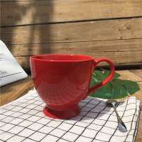 480ml tea cup inside and outside color glaze in blue and red ceramic water cup